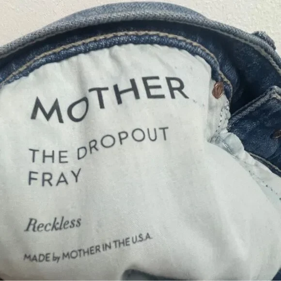 Mother Denim The Dropout Fray blue jeans, sz 27. Cropped ankle distressed torn - Picture 5 of 12